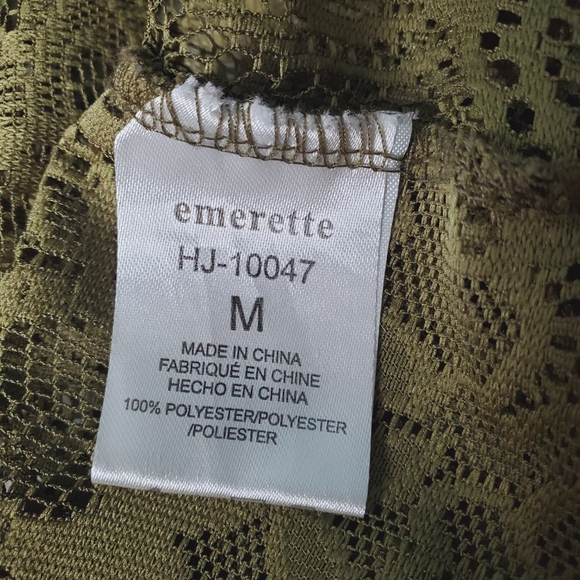EMERETTE OPEN MESH Cover Up DARK GREEN Shawl SZ M Kimono FRINGE GREAT CONDITION - Picture 11 of 14